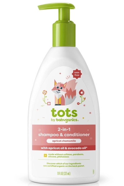 Babyganics Tots Apricot Chamomile 2si 1 Arada Bebek Şampuanı 325ML - 1