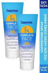 Coppertone Complete Yağsız Yüz İçin SPF45 Güneş Kremi 2x74ML - Coppertone