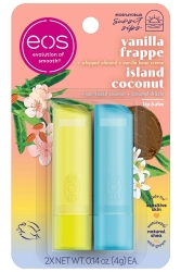 Eos Lip Balm Vanilla Frappe + Island Coconut 2'li Dudak Balsamı 2x4GR - EOS Lip Balm