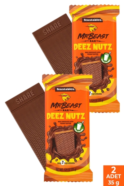 Feastables Mr Beast Fıstık Ezmeli Çikolata Bar 2x35GR - 1